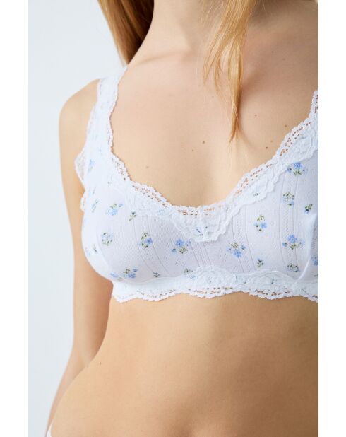 Witte bh zonder beugel met bloemenpatroon van Chouchoutte