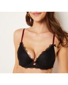 Zwarte sentimentele push-up bh met beugel