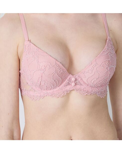 Poederroze push-up bh met hartjes en beugel