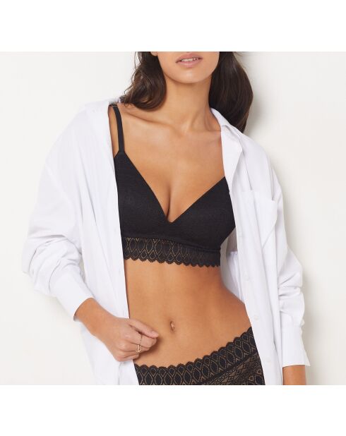 Zwarte bh zonder beugel met gravure