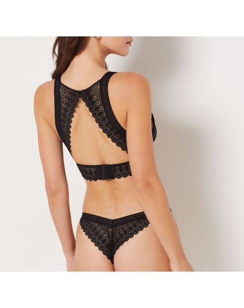 Zwarte bh zonder beugel met gravure