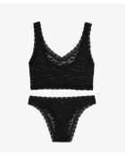 Honigschwarzes Set aus BH und Höschen mit Spitze