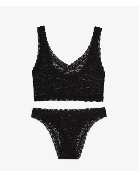 Set reggiseno e mutandine in pizzo nero miele