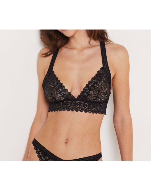 Zwarte bh zonder beugel met gravure