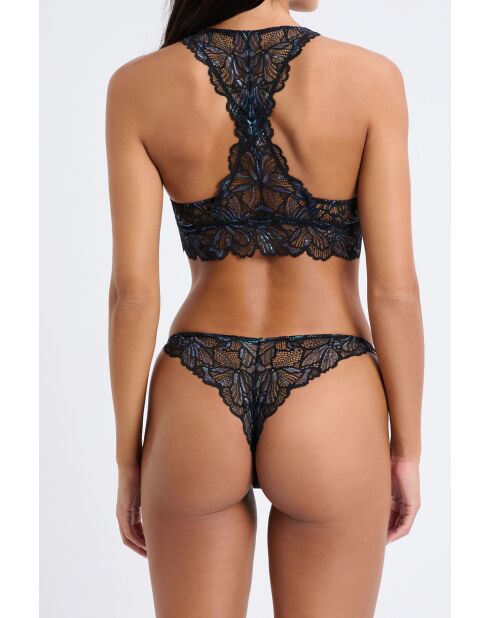 Schwarz/blauer reflektierender Tanga