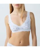 Witte bh zonder beugel met bloemenpatroon van Chouchoutte