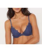 Blauwe push-up bh in paquerette met beugel