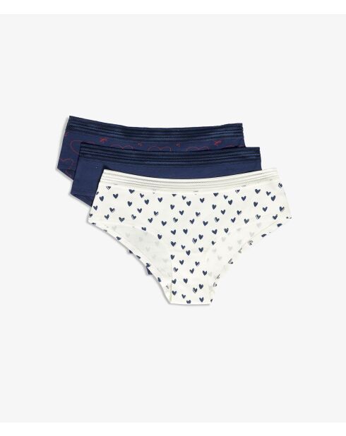 Set van 3 Jackie Lace marine shorties/wit
