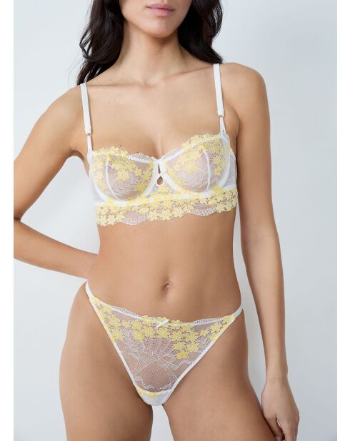 Tanga Somptueuse jaune pale