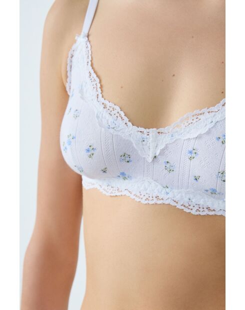 Soutien-gorge sans armatures Chouchoutte blanc à motifs fleuris