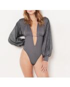 Enigma 2 zilverkleurige bodysuit uit één stuk zonder beugel