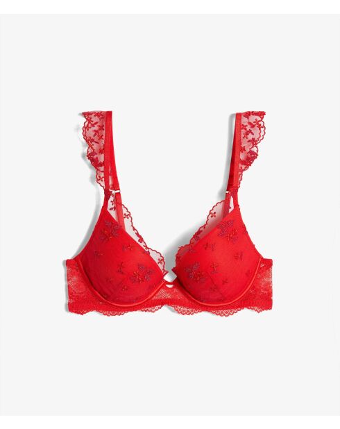 Rode push-up bh met vlindersluiting en beugel