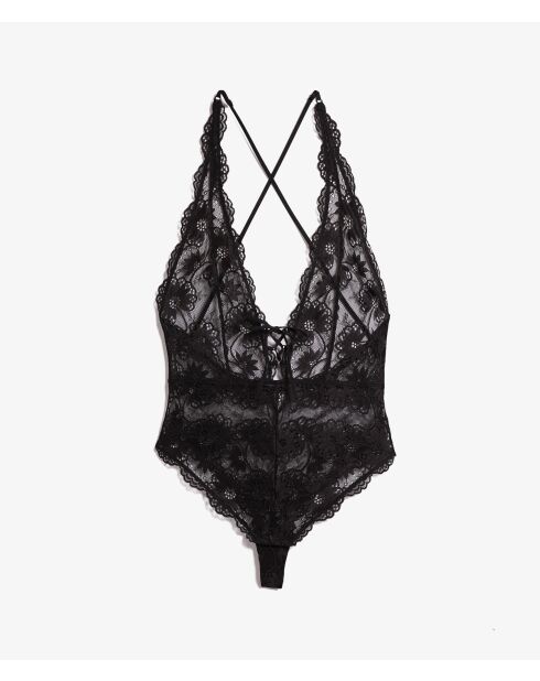 Zwarte bodysuit uit één stuk zonder beugel Dahlia S24