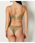 Tanga caqui con estampado de oliva