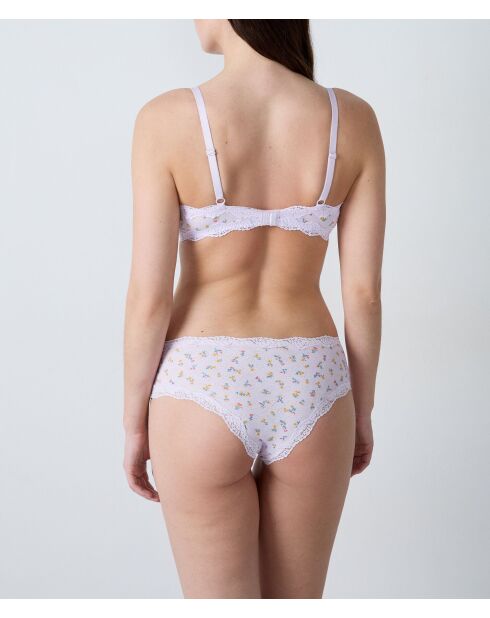 Witte bh zonder beugel van Mon Chouchou met bloemenpatronen