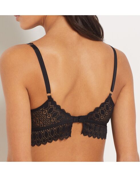 Zwarte bh zonder beugel met gravure