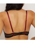 Zwarte sentimentele push-up bh met beugel
