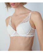Ecru push-up bh met beugel met embleem nr. 3