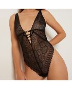 Intensiver schwarzer, einteiliger Body ohne Bügel