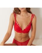 Rode push-up bh met vlindersluiting en beugel