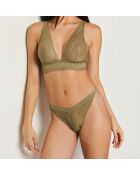 Tanga caqui con estampado de oliva