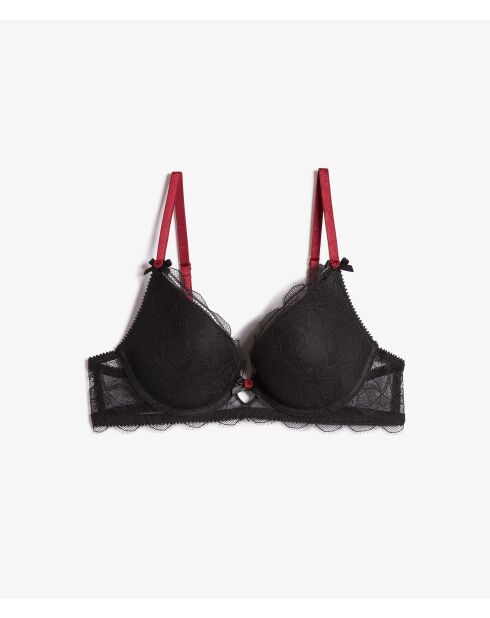Zwarte sentimentele push-up bh met beugel