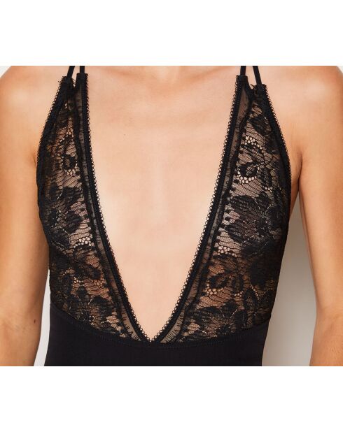 Audacieuse zwarte bodysuit uit één stuk zonder beugel