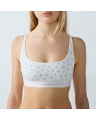 Comodo reggiseno senza ferretto con motivo floreale bianco
