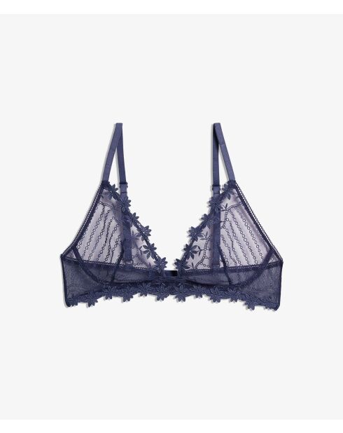 Blauwe bh zonder beugel in paquette