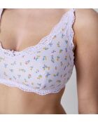 Witte bh zonder beugel van Mon Chouchou met bloemenpatronen