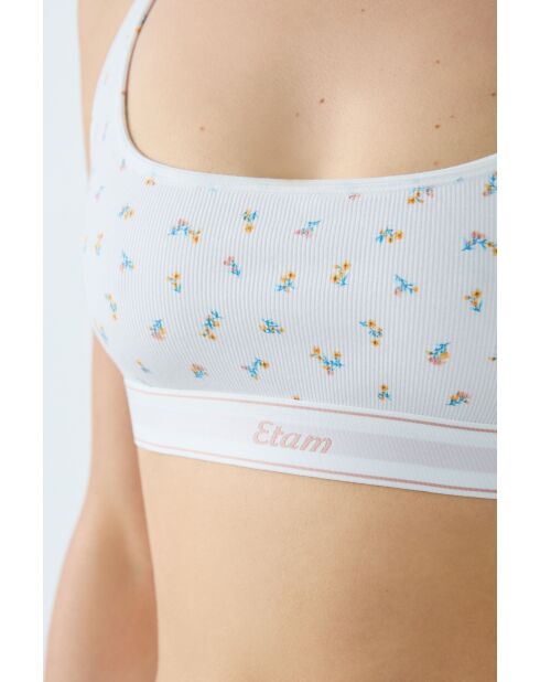 Comodo reggiseno senza ferretto con motivo floreale bianco