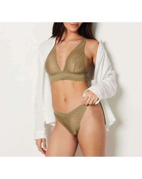 Tanga caqui con estampado de oliva