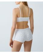 Comodo reggiseno senza ferretto con motivo floreale bianco