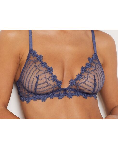 Blauwe bh zonder beugel in paquette
