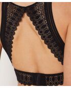 Zwarte bh zonder beugel met gravure