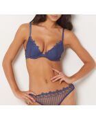 Blauwe push-up bh in paquerette met beugel