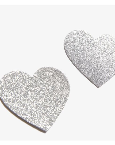 Zilverkleurige tepelhoezen met glitterblaadjes