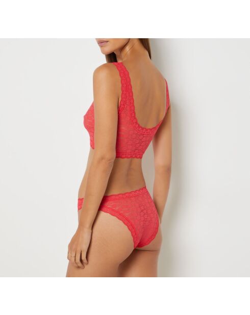 Set reggiseno e slip in pizzo rosso miele