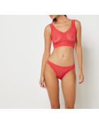 Conjunto de sujetador y braguita de encaje rojo miel