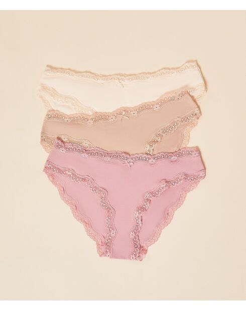 Pack de 3 braguitas Jim rosas