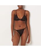 Leop Slub zwarte string