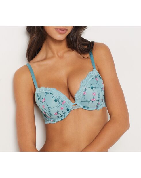 Push-up-BH mit Bügelstickerei Nr. 1 Escapade Blue Lagoon
