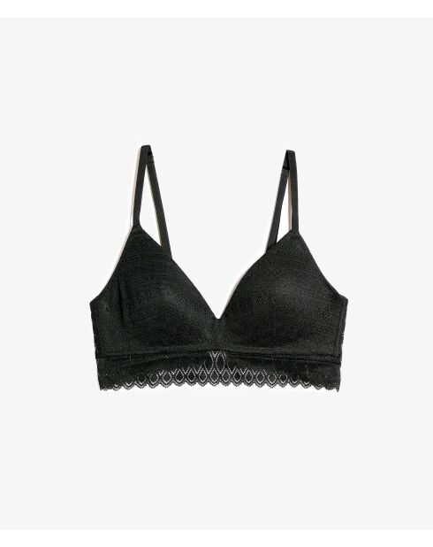 Zwarte bh zonder beugel met gravure
