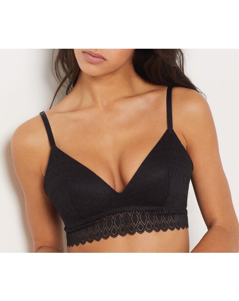 Zwarte bh zonder beugel met gravure