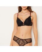 Zwarte sentimentele push-up bh met beugel