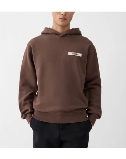 Sweat à capuche gros grain marron