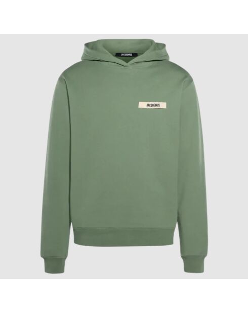 Leichter khakifarbener Rips-Kapuzenpullover