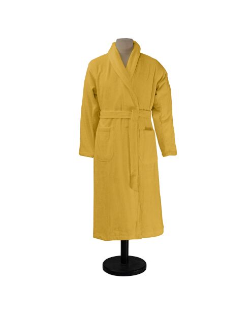 Aqua - Saffraangele badjas van effen katoen