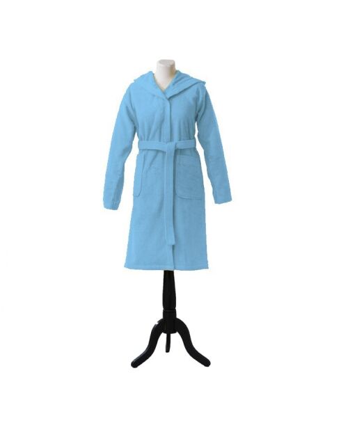 Aqua - Turkooisblauwe katoenen badjas met capuchon