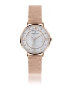 Damenuhr aus roségoldenem Stahl